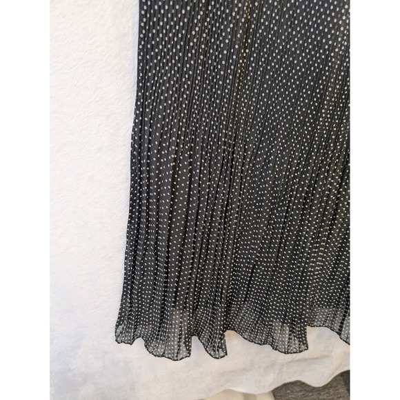 MOTF Polka Dot Mock Neck Pleated Midi Dress Black White Size S - Picture 4 of 8